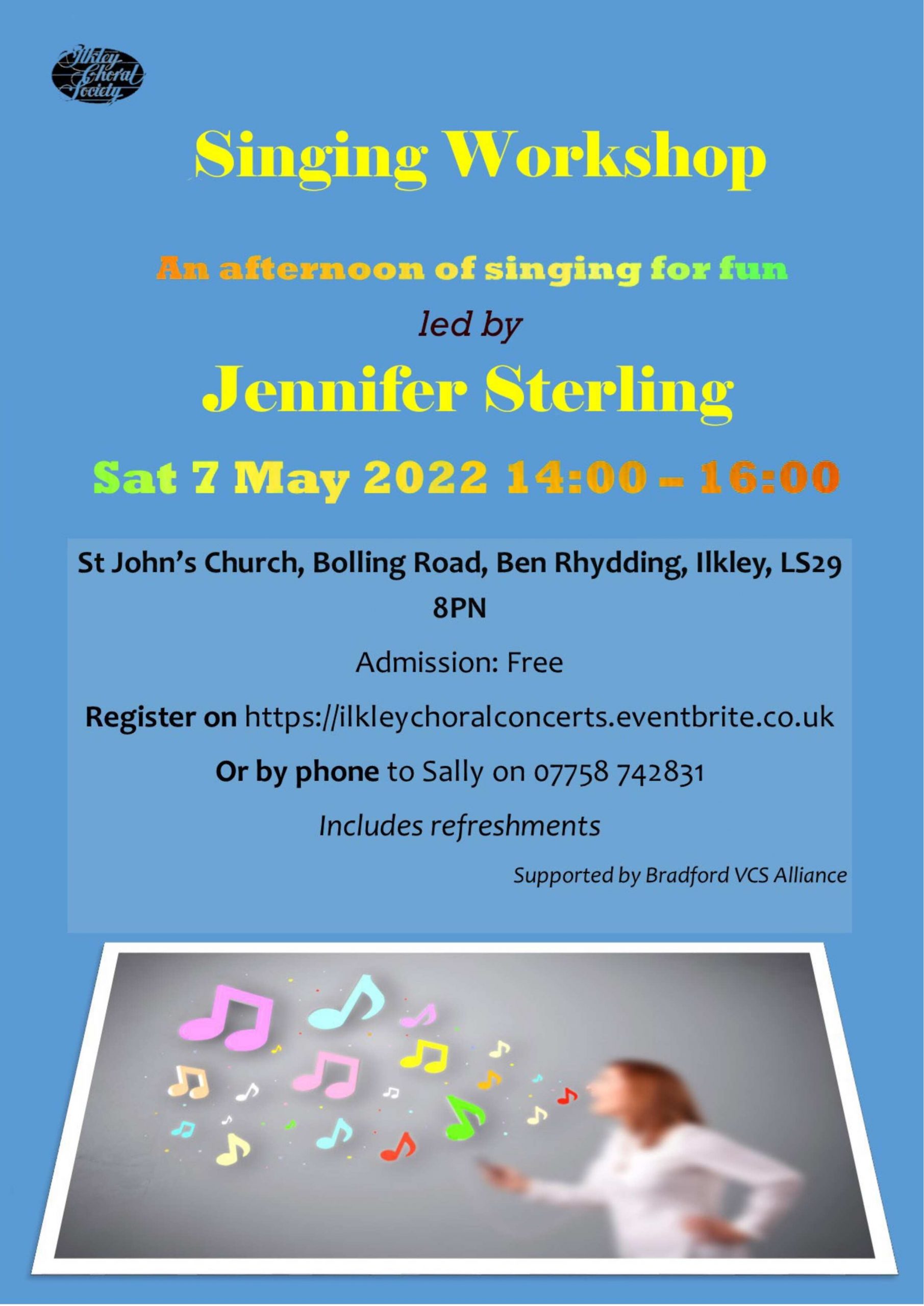 Free singing workshop Sat 7th May